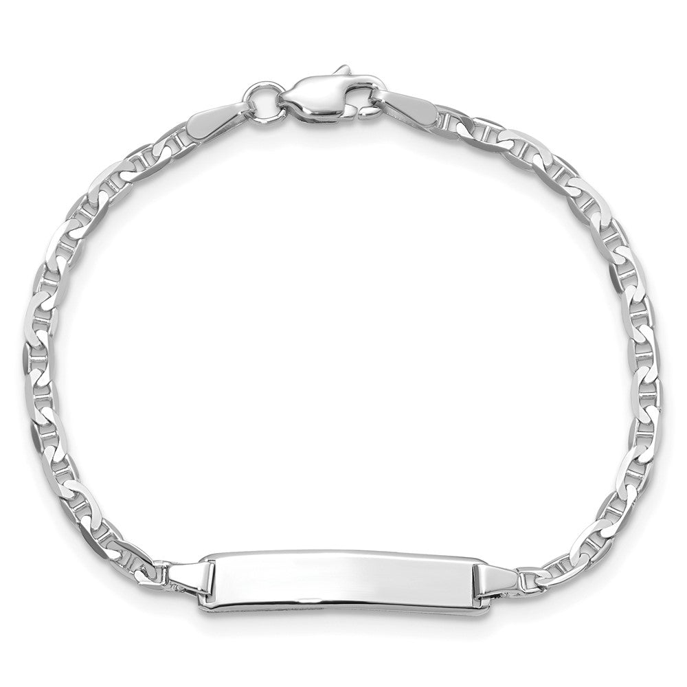 Massiv 14K Weißgold Anker Glieder Id Armband
