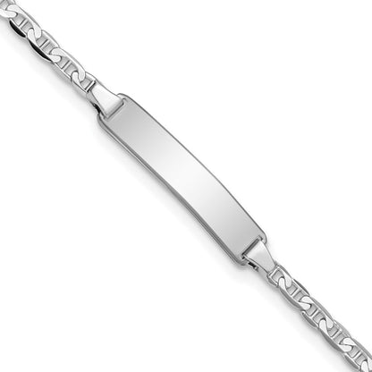 Massiv 14K Weißgold Anker Glieder Id Armband