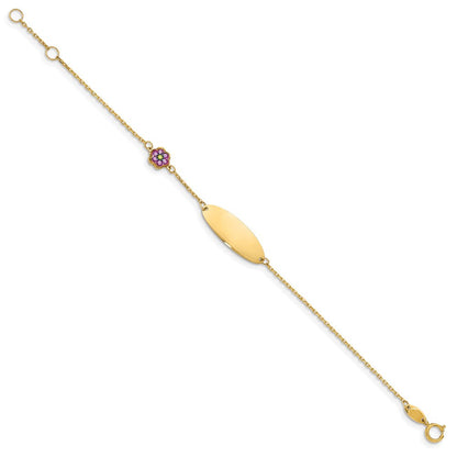 5.5 Zoll 14K Kinder Emaille Blume Mit.5 Zoll Verlängerung. Id Armband