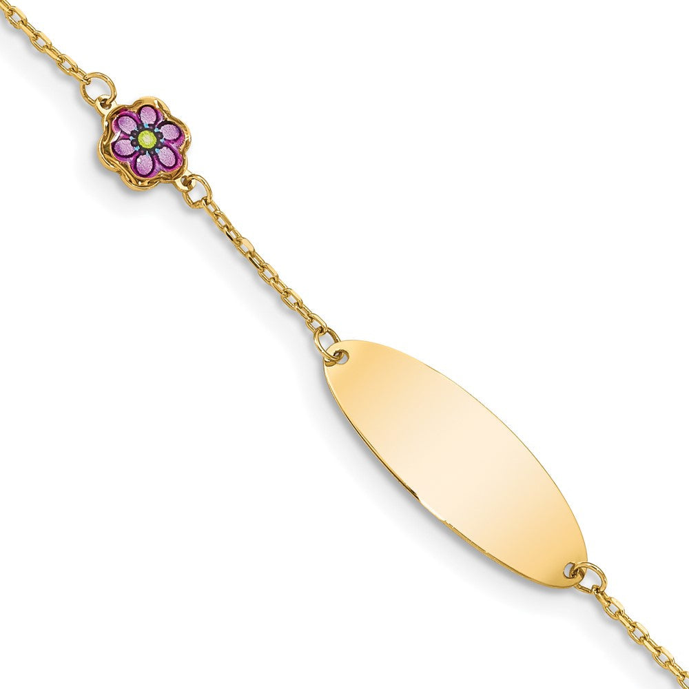 5.5 Zoll 14K Kinder Emaille Blume Mit.5 Zoll Verlängerung. Id Armband