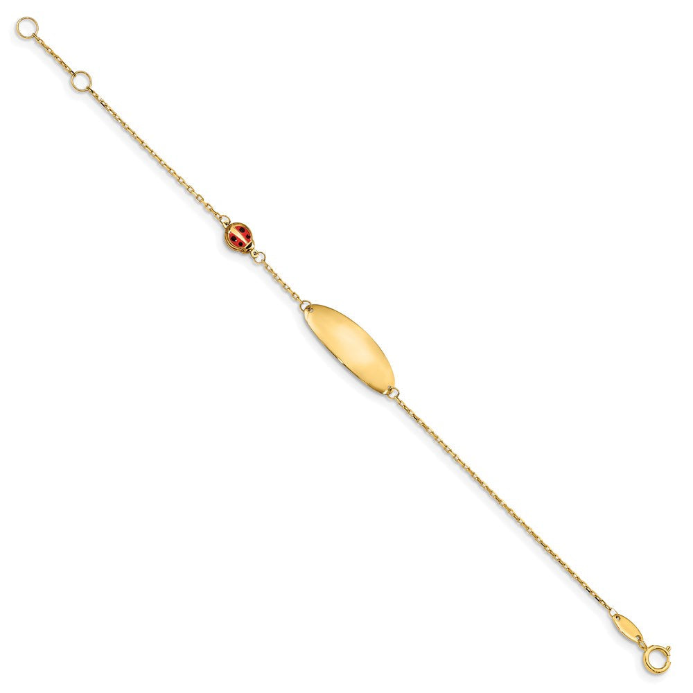 5.5 Zoll 14K Kinder Emaille Marienkäfer Mit.5 Zoll Verlängerung. Id Armband