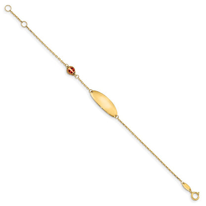 5.5 Zoll 14K Kinder Emaille Marienkäfer Mit.5 Zoll Verlängerung. Id Armband