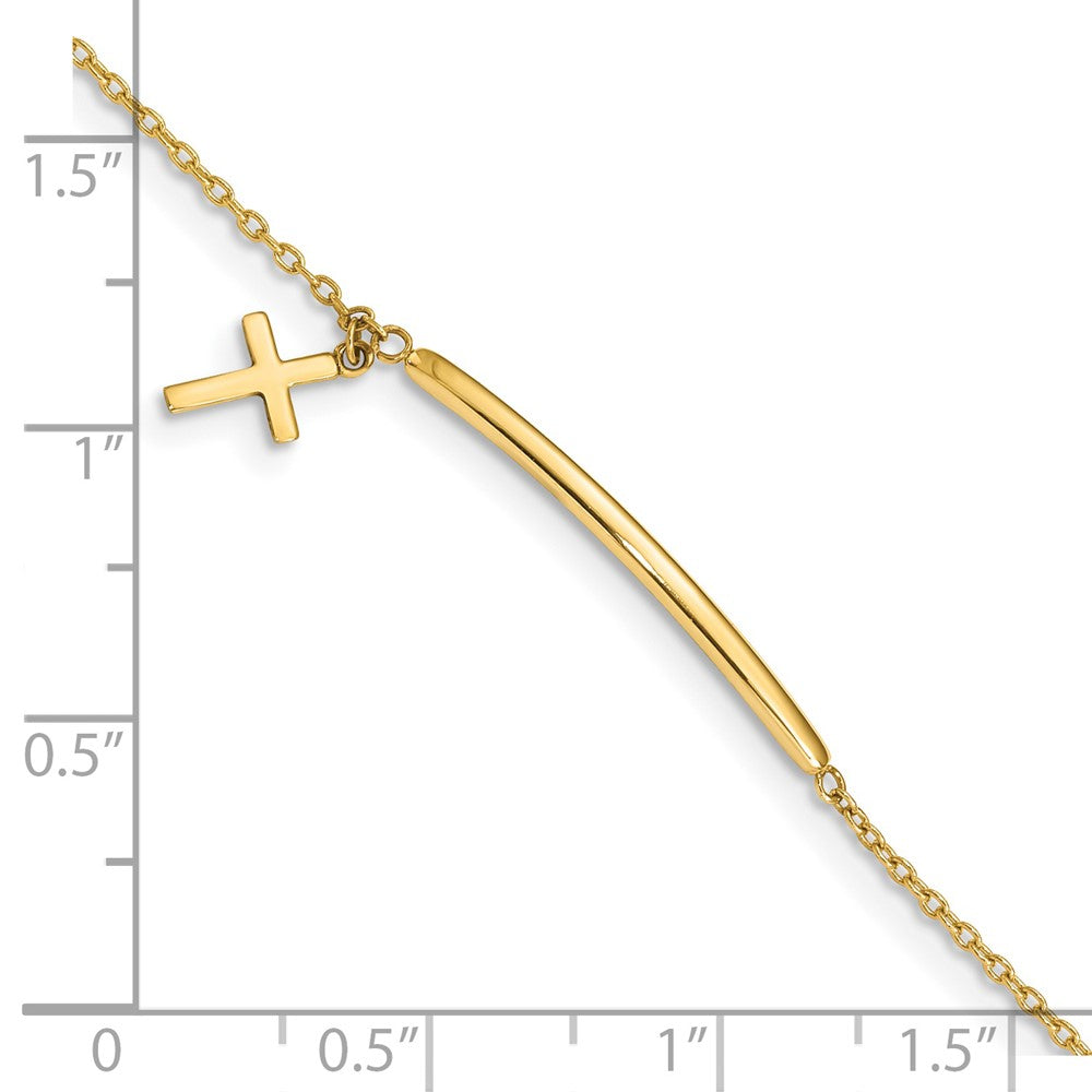 5.5 Zoll 14K Kinder Poliert Hängend Kreuz Mit.5 Zoll Verlängerung. Armband