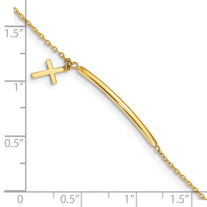 5.5 Zoll 14K Kinder Poliert Hängend Kreuz Mit.5 Zoll Verlängerung. Armband