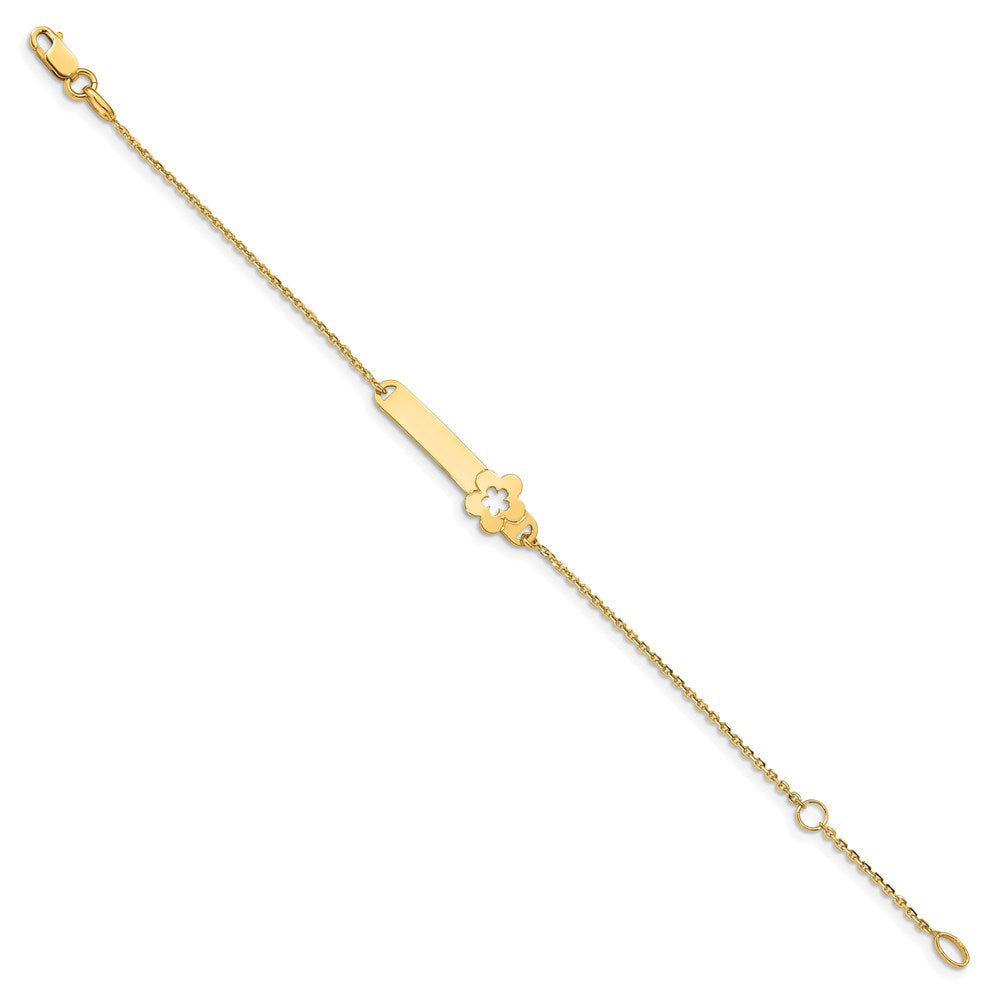 5.5 Zoll 14K Kinder Poliert Blume mit 1 Zoll Verlängerung. Id Armband
