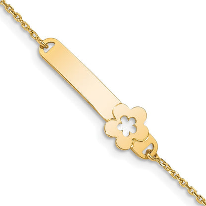 5.5 Zoll 14K Kinder Poliert Blume mit 1 Zoll Verlängerung. Id Armband