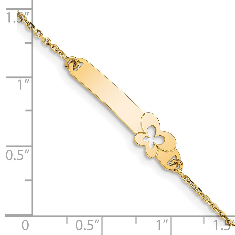 5.5 Zoll 14K Kinder Poliert Schmetterling mit 1 Zoll Verlängerung. Id Armband