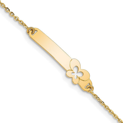 5.5 Zoll 14K Kinder Poliert Schmetterling mit 1 Zoll Verlängerung. Id Armband