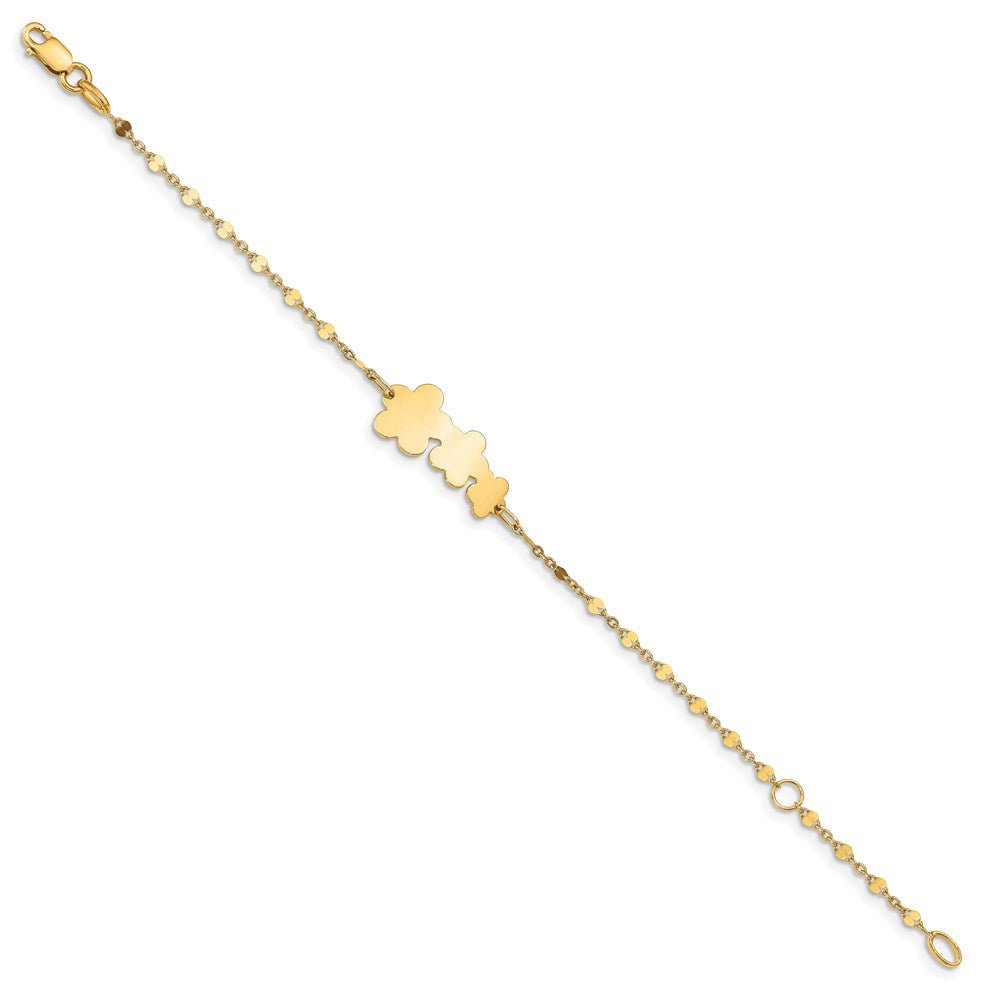 5.5 Zoll 14K Kinder Poliert Blumen mit 1 in Verlängerung. Armband