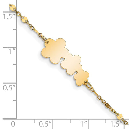 5.5 Zoll 14K Kinder Poliert Blumen mit 1 in Verlängerung. Armband