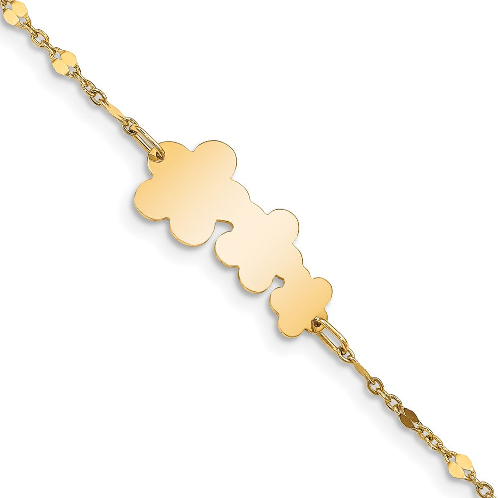 5.5 Zoll 14K Kinder Poliert Blumen mit 1 in Verlängerung. Armband