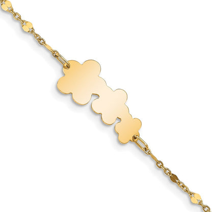 5.5 Zoll 14K Kinder Poliert Blumen mit 1 in Verlängerung. Armband