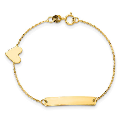 5.5 Zoll 14K Poliert 5.5 Zoll Herz Id Armband