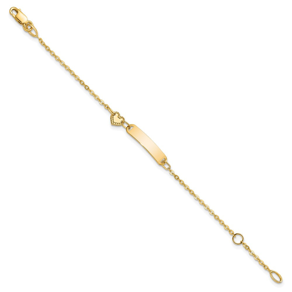 5.5 Zoll 14K Poliert Id mit Herz Childrens Armband