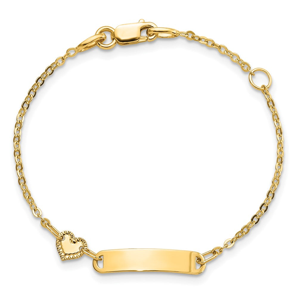 5.5 Zoll 14K Poliert Id mit Herz Childrens Armband