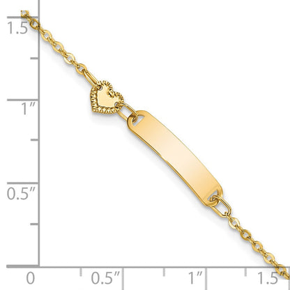 5.5 Zoll 14K Poliert Id mit Herz Childrens Armband