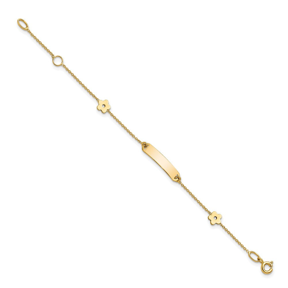 5.5 Zoll 14K Poliert Id mit Blume Childrens Armband