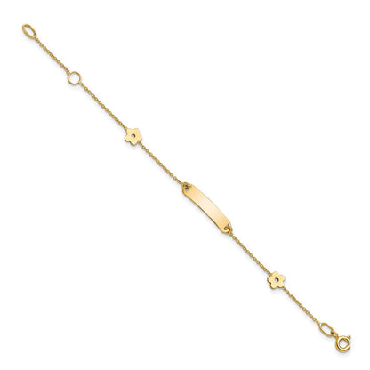 5.5 Zoll 14K Poliert Id mit Blume Childrens Armband
