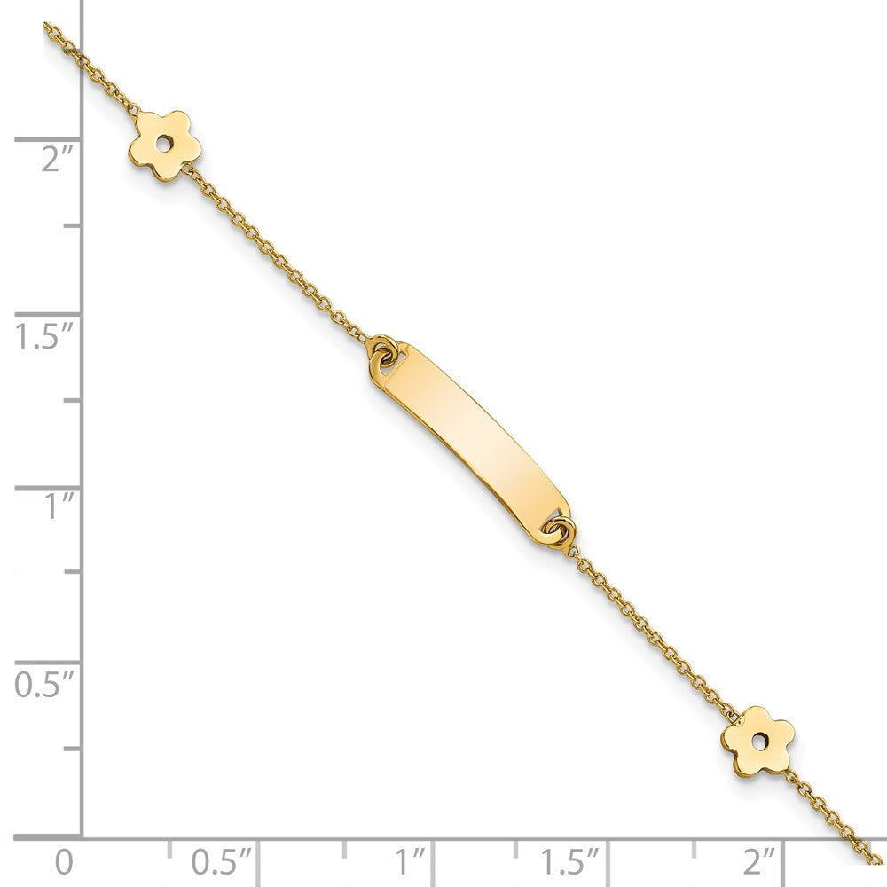 5.5 Zoll 14K Poliert Id mit Blume Childrens Armband