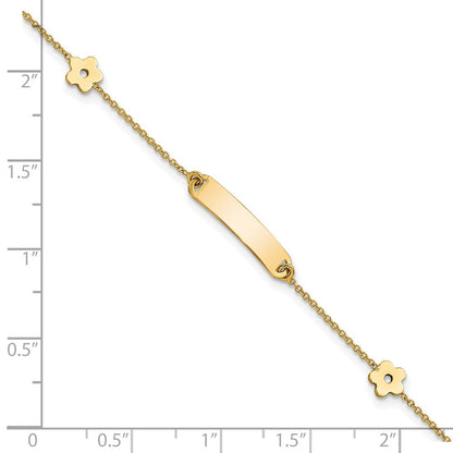 5.5 Zoll 14K Poliert Id mit Blume Childrens Armband