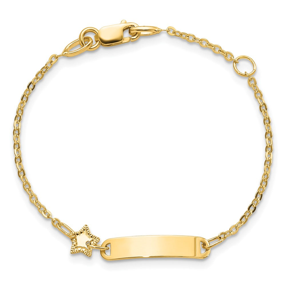 5.5 Zoll 14K Poliert Id mit Stern Childrens Armband