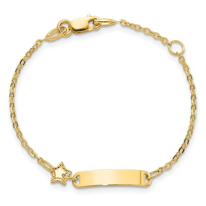 5.5 Zoll 14K Poliert Id mit Stern Childrens Armband