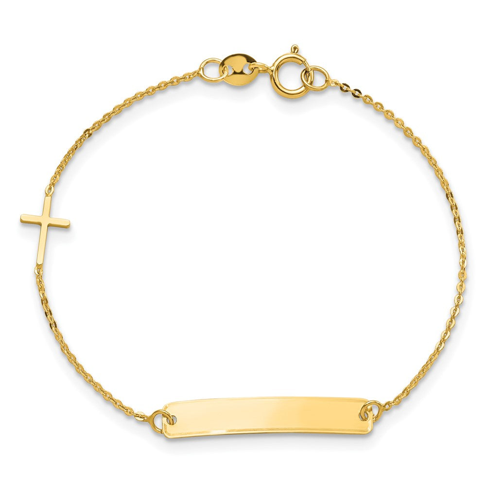 5.5 Zoll 14K Poliert 5.5 Zoll Kreuz Id Armband
