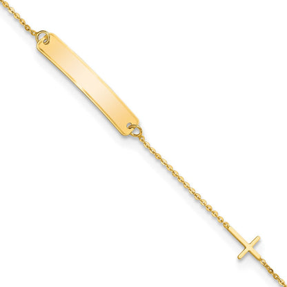 5.5 Zoll 14K Poliert 5.5 Zoll Kreuz Id Armband