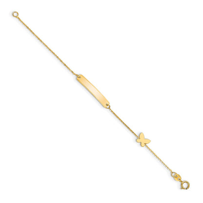 5.5 Zoll 14K Poliert 5.5 Zoll Schmetterling Id Armband