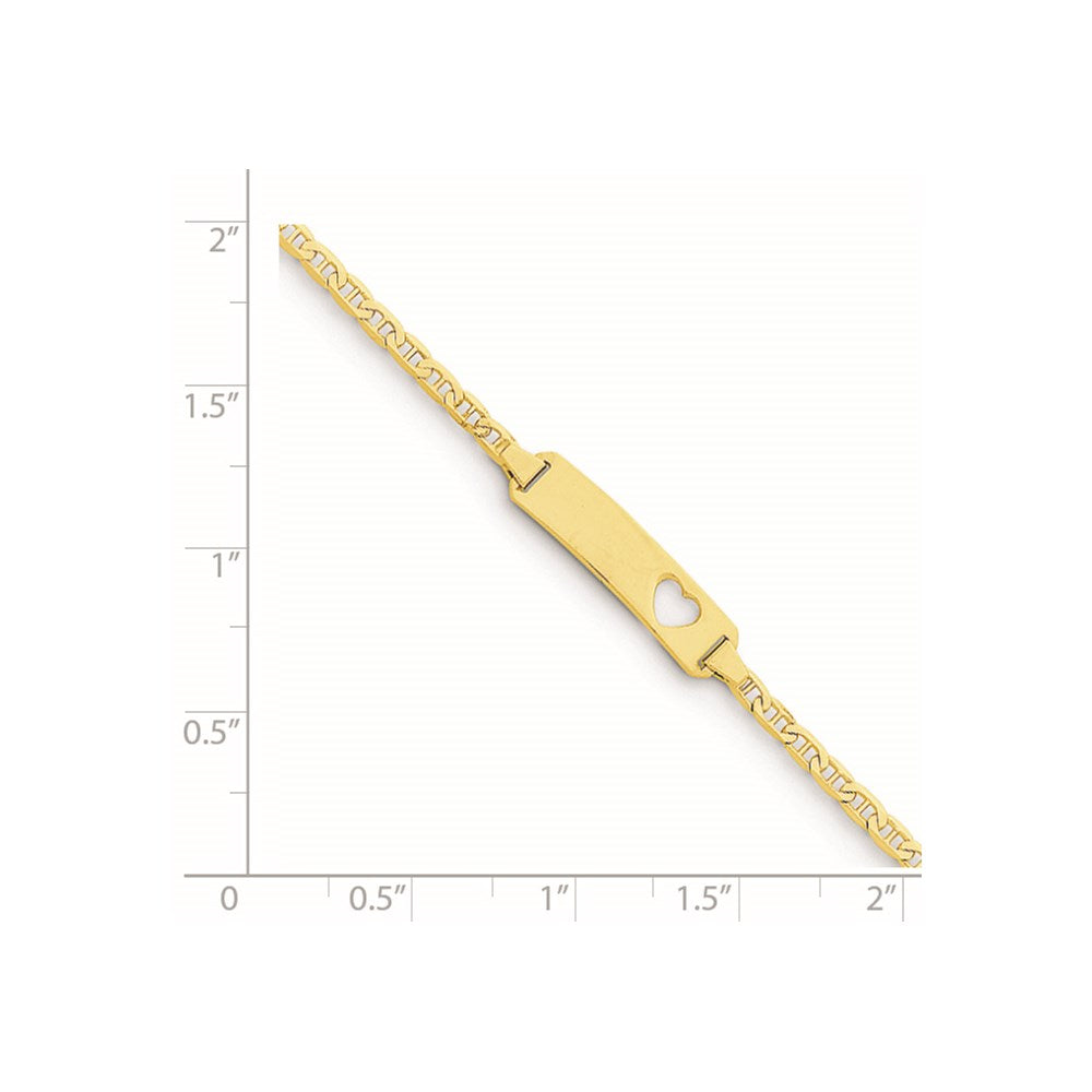 14K Ausgeschnitten Herz Anker Glieder Id Armband