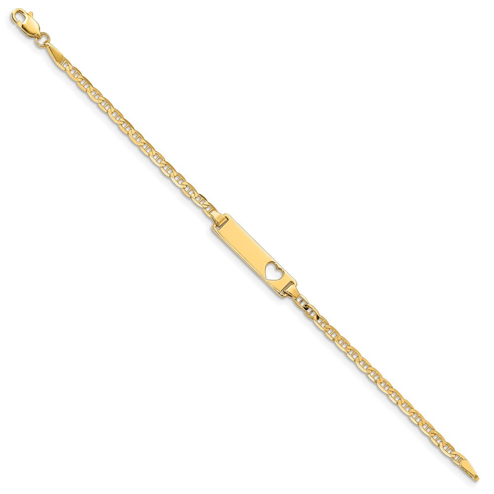14K Ausgeschnitten Herz Anker Glieder Id Armband