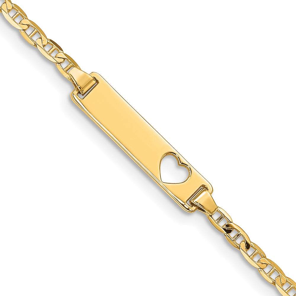 14K Ausgeschnitten Herz Anker Glieder Id Armband