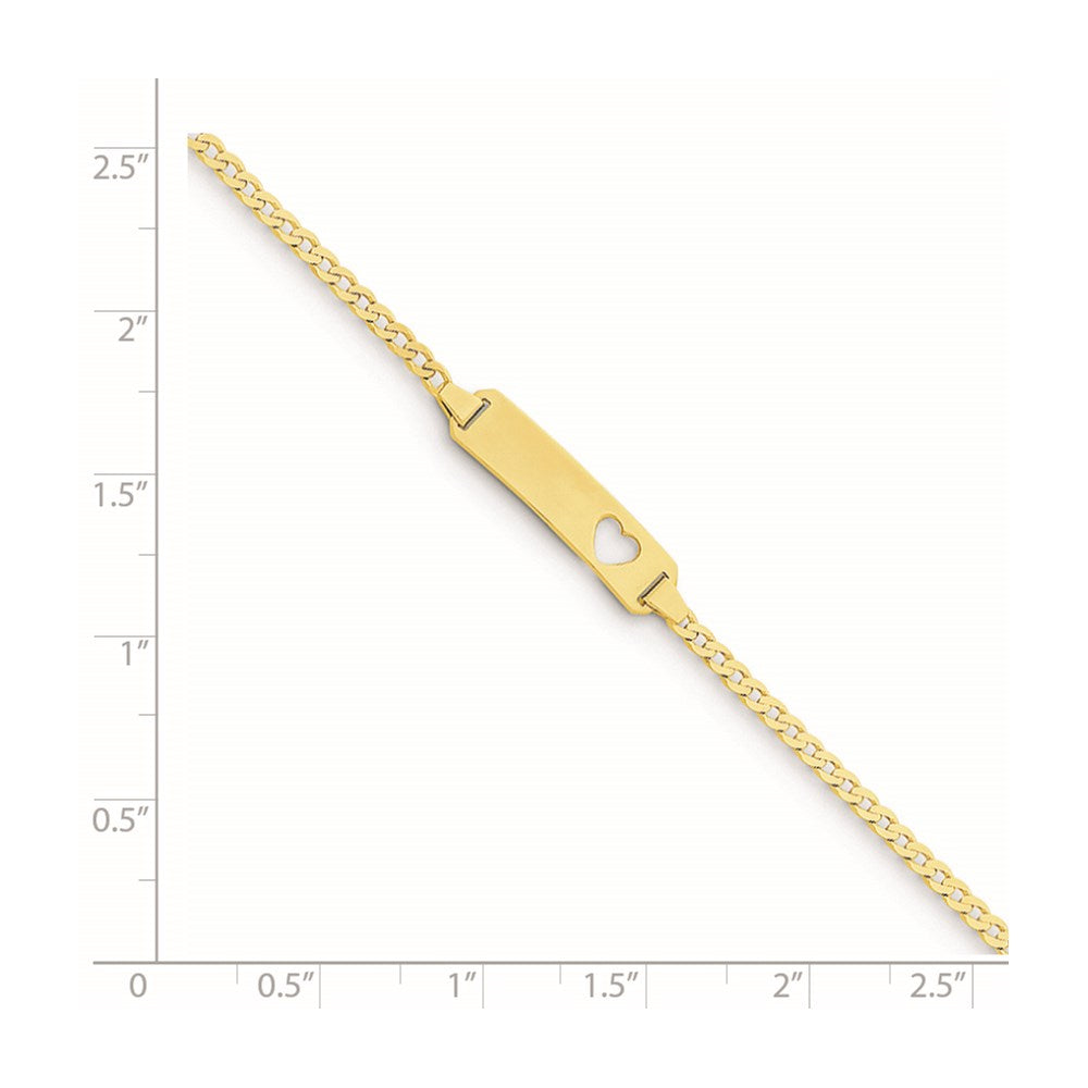 Massiv 14K Gelbgold Ausgeschnitten Herz Panzer Glieder Id Armband