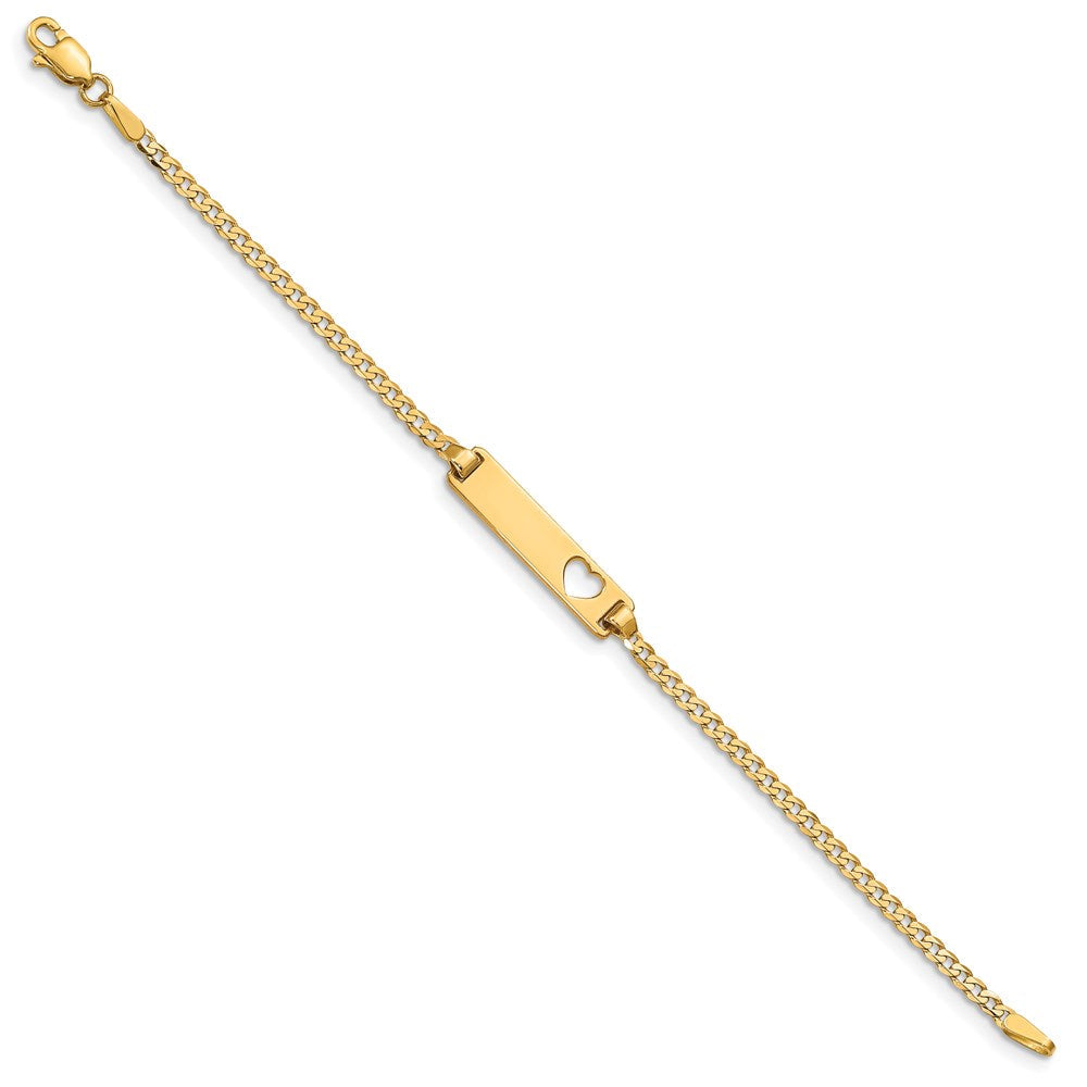 Massiv 14K Gelbgold Ausgeschnitten Herz Panzer Glieder Id Armband