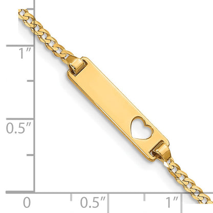 14K Ausgeschnitten Herz Panzer Glieder Id Armband