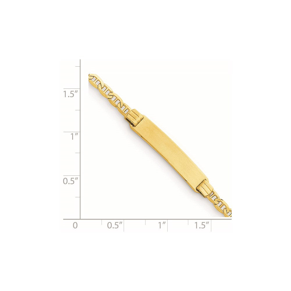 Massiv 14K Gelbgold Kinder Anker Glieder Id Armband