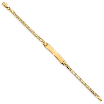 Massiv 14K Gelbgold Kinder Anker Glieder Id Armband