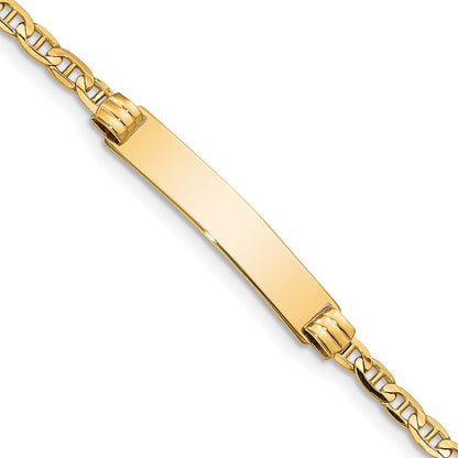 Massiv 14K Gelbgold Kinder Anker Glieder Id Armband