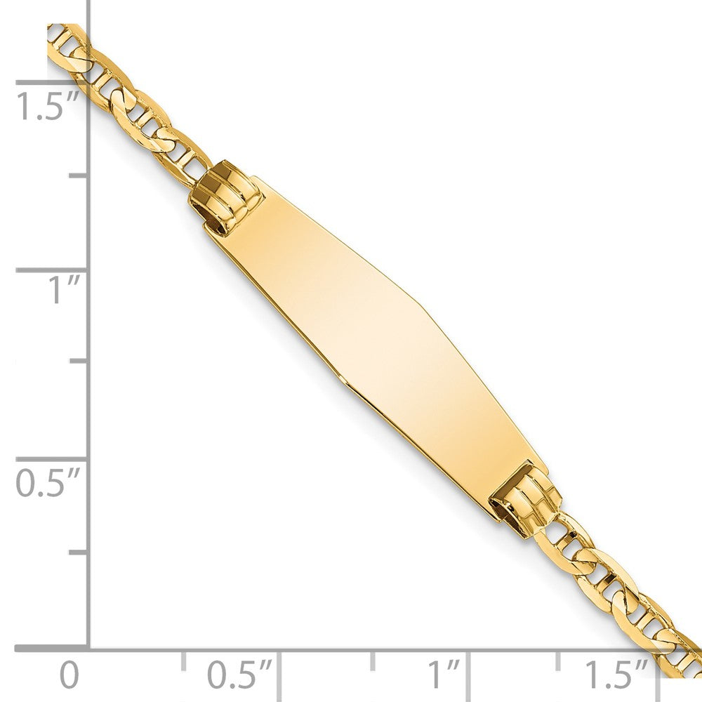 Massiv 14K Gelbgold Kinder Weich Diamant Form Anker Glieder Id Armband