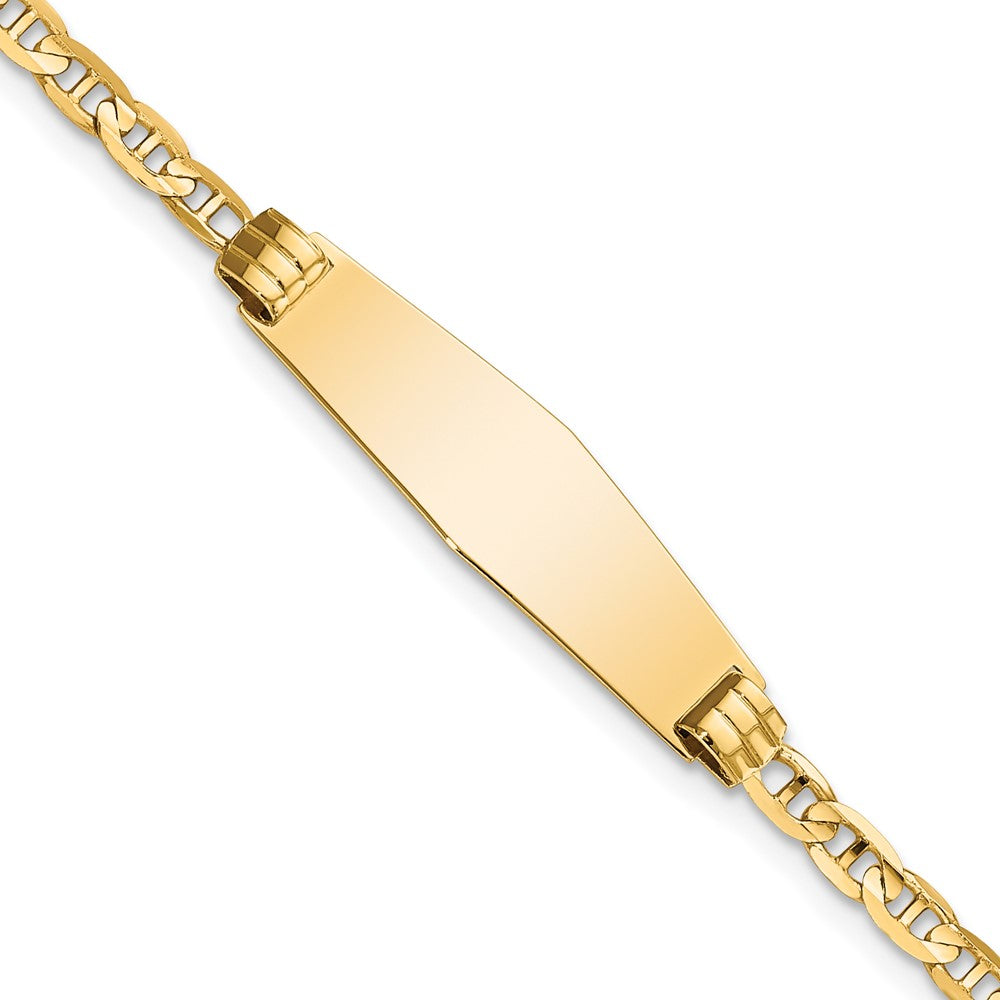 Massiv 14K Gelbgold Kinder Weich Diamant Form Anker Glieder Id Armband