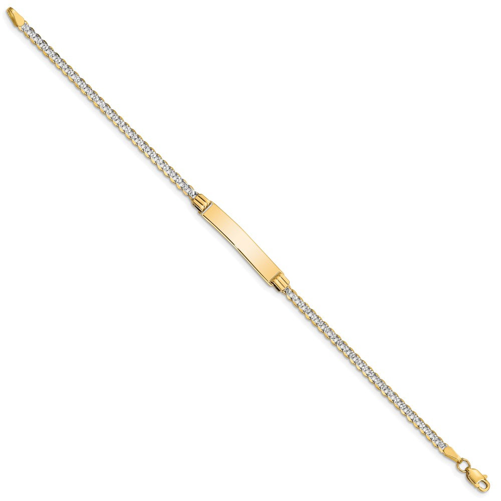 Massiv 14K Gelbgold mit Rhodium Kinder Pavé¬ç Panzer Glieder Id Armband