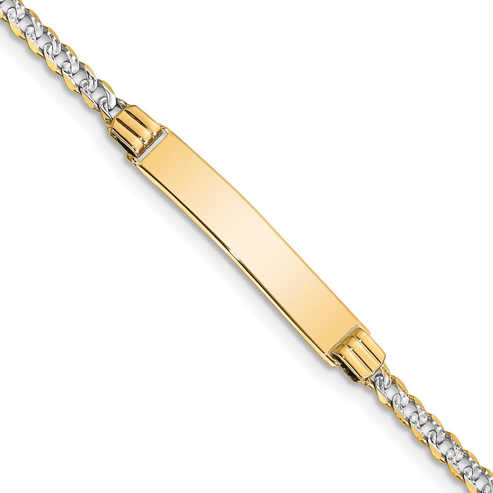 Massiv 14K Gelbgold mit Rhodium Kinder Pavé¬ç Panzer Glieder Id Armband