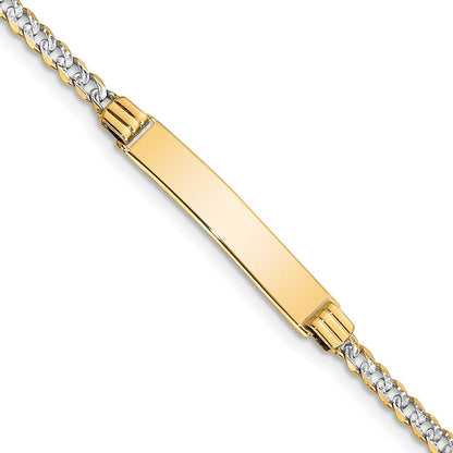 Massiv 14K Gelbgold mit Rhodium Kinder Pavé¬ç Panzer Glieder Id Armband