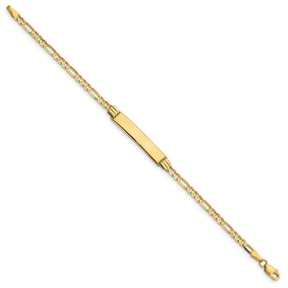 Massiv 14K Gelbgold Kinder Figaro Glieder Id Armband