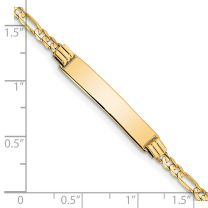 Massiv 14K Gelbgold Kinder Figaro Glieder Id Armband