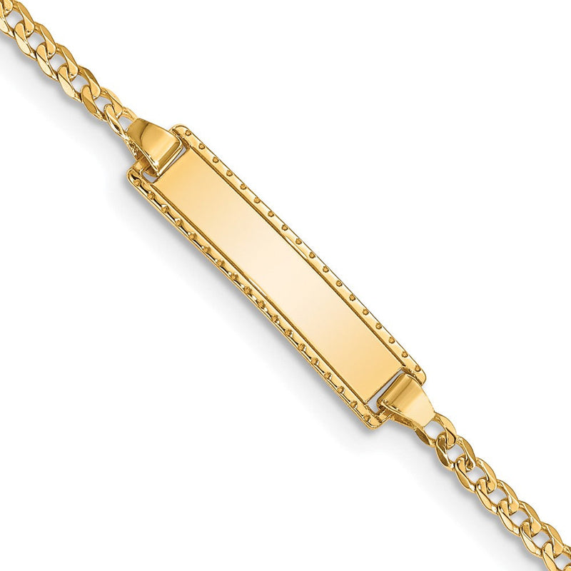 Massiv 14K Gelbgold 6 Zoll Gravierbar Panzer Glieder Baby/child Id Armband