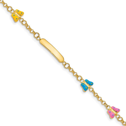 Massiv 14K Gelbgold Kinder Emailliert Butterflies Mit.5 Zoll Verlängerung. Id Armband