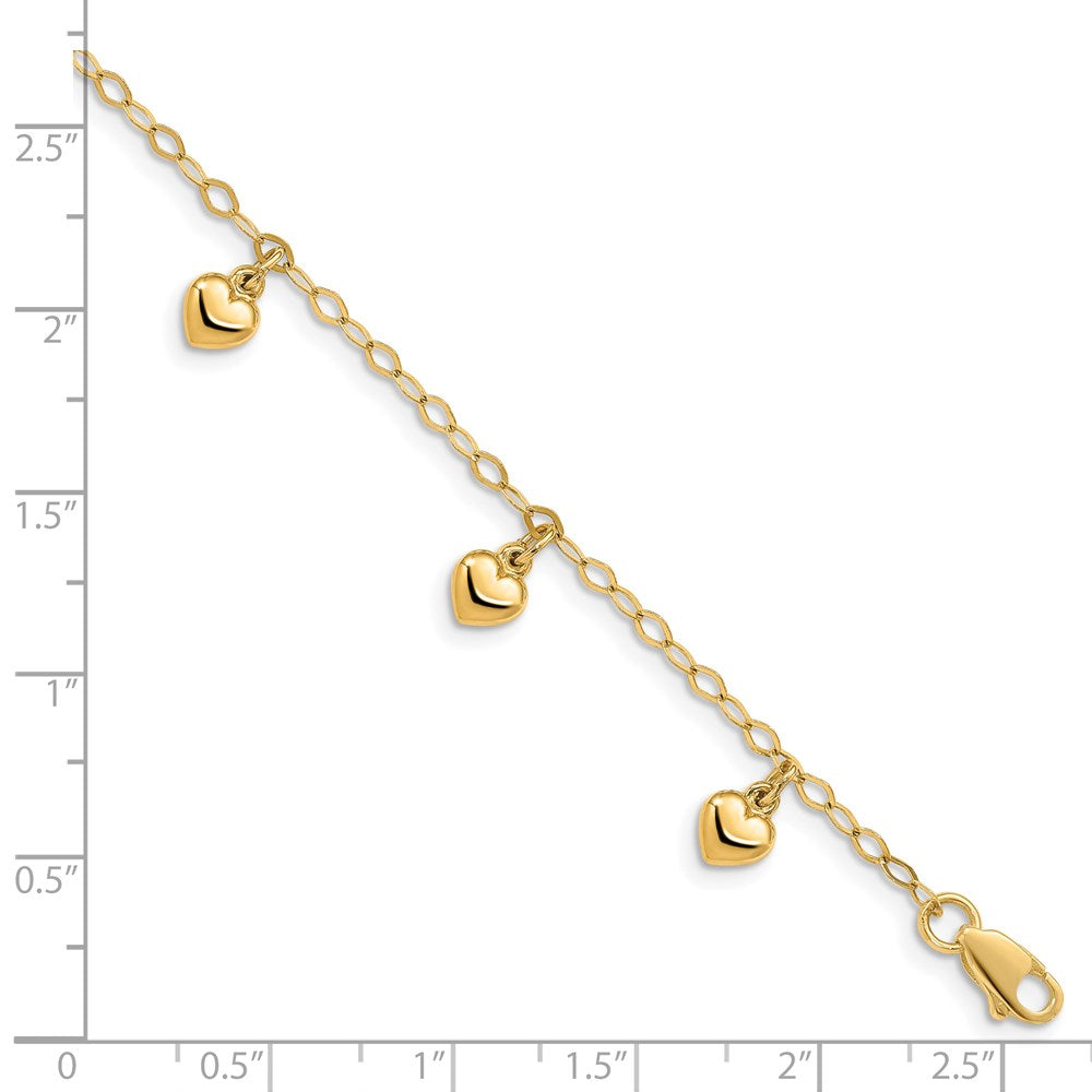 6 Zoll 14K Kind Gewölbt Herz Charm Armband
