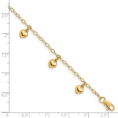6 Zoll 14K Kind Gewölbt Herz Charm Armband