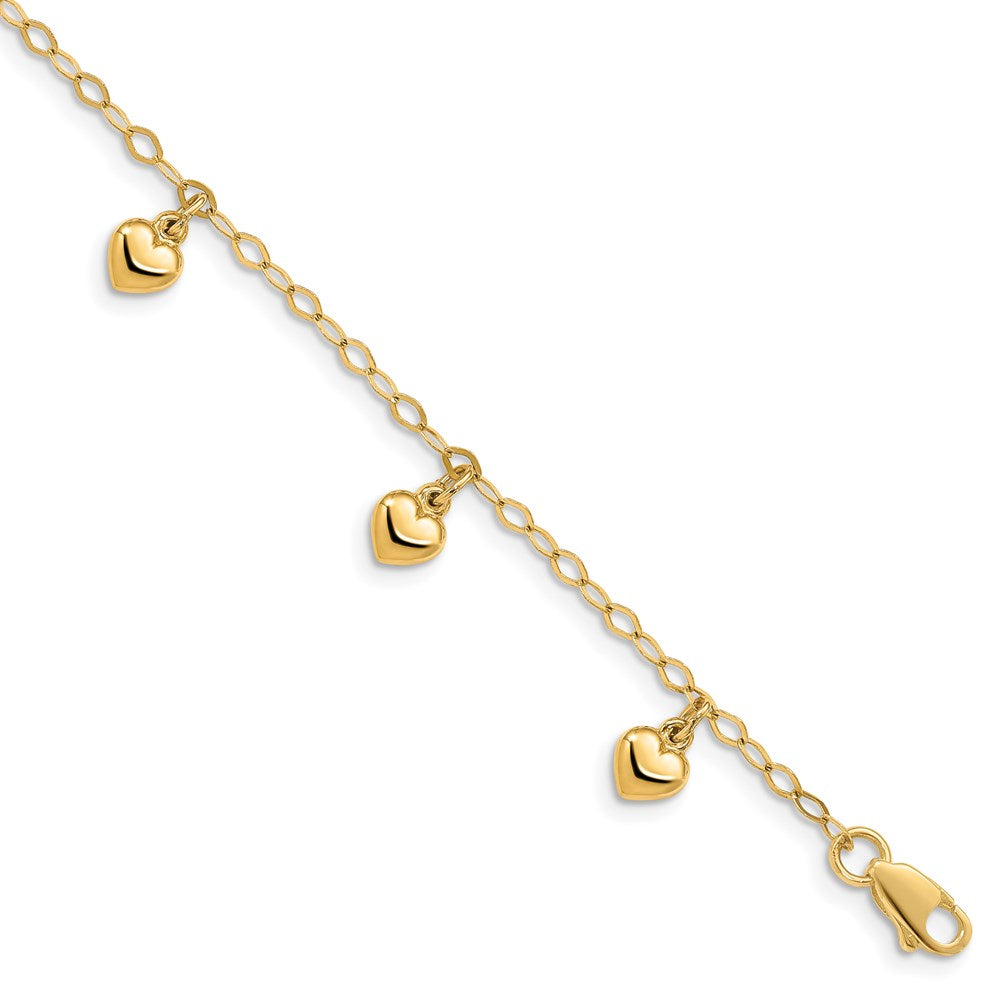 6 Zoll 14K Kind Gewölbt Herz Charm Armband